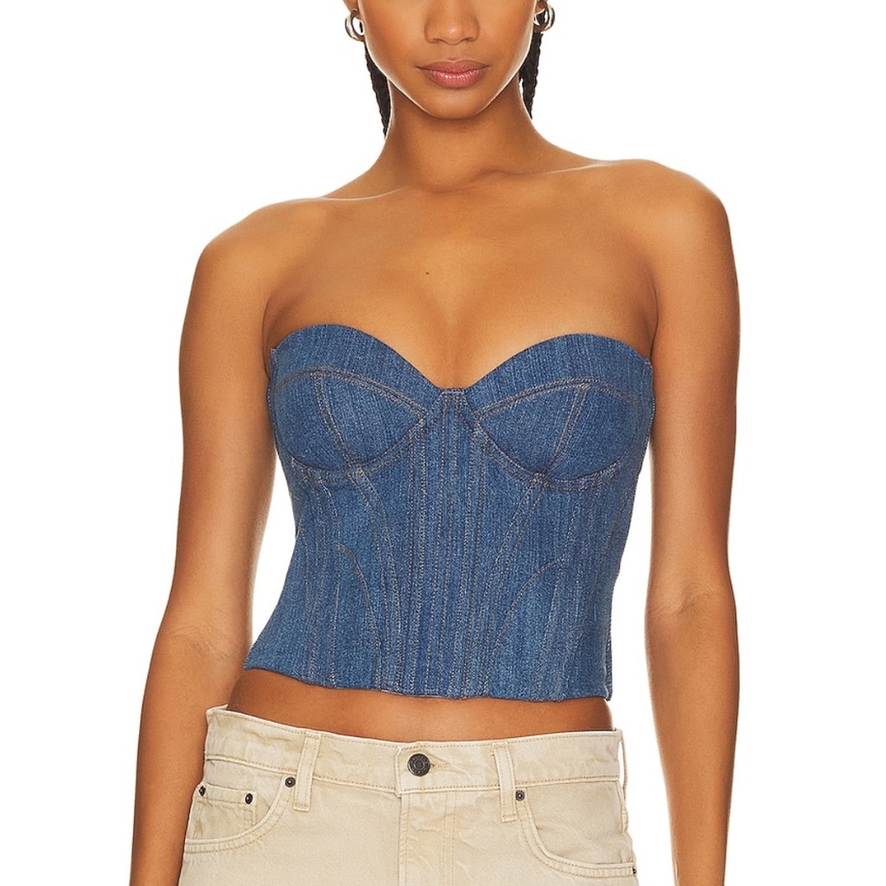 Fluer du Mal Denim Bustier in Medium Wash Denim!